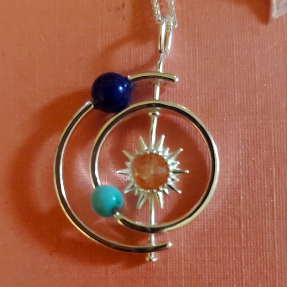 Solar system "cosmos" pendant with chain